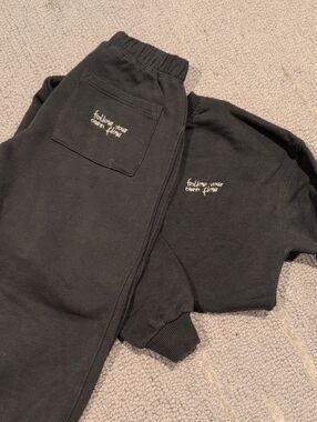 Zara Black Kids Sweatpants & Joggers Set with Embroidered Slogan